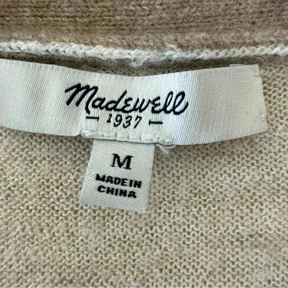 MADEWELL Colorblock Wool Linen Blend Cardigan  Sweater Cozy  Tan  Sz M #2272 - Picture 6 of 11